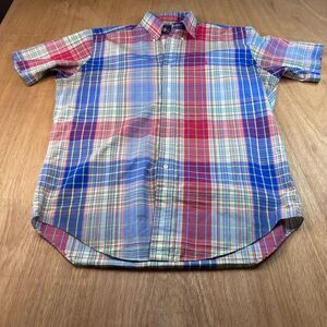 Ralph Lauren Plaid Shirt Mens Medium Classic Fit Short Sleeve